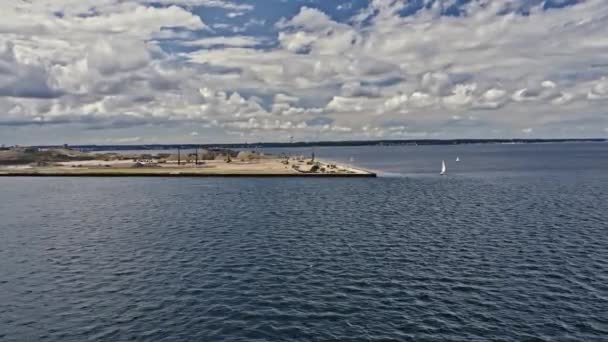 Vista Desde Mar Estrecho Oresund Sobre Expansión Construcción Nordhavn Copenhague — Vídeo de stock