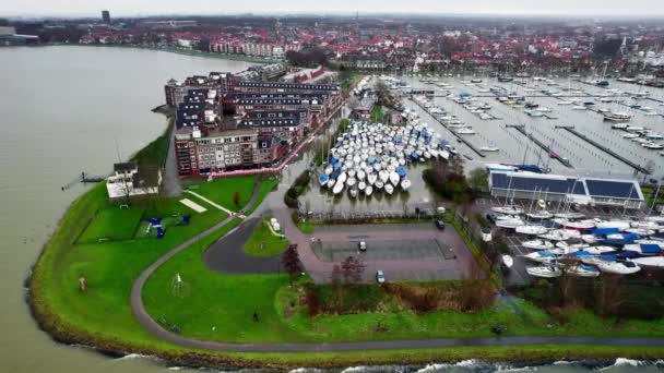 Residential Street Area Houses Apartments Marina Quay Flooded Storm Henk — стокове відео