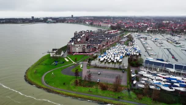 Residential Street Area Houses Apartments Marina Quay Flooded Storm Henk — стоковое видео