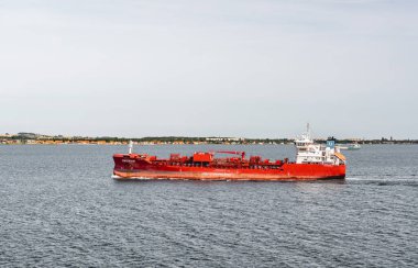 Chemical tanker Vikstraum of the Utkilen AS Norwegian company, shipping sector from Bergen Norway operates in the Oresund Strait, navigating the waters between Denmark and Sweden 07-29-2024