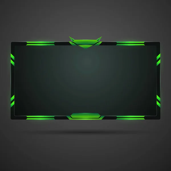 黒とネオンの緑の色のライブストリームオーバーレイゲーム画面の境界フレーム — ストックベクタ