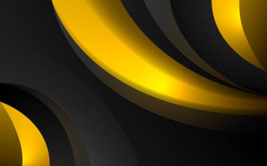 Soyut siyah ve altın sarısı modern geometrik dalga arkaplanı