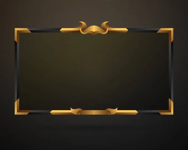 Фантастична Чорно Золота Середньовічна Старовинна Рамка Накладка Екрану Панелі — стоковий вектор