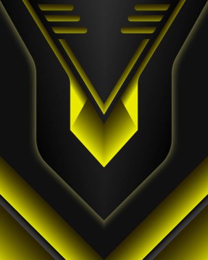 Soyut siyah ve sarı modern teknoloji yüzey arkaplanı