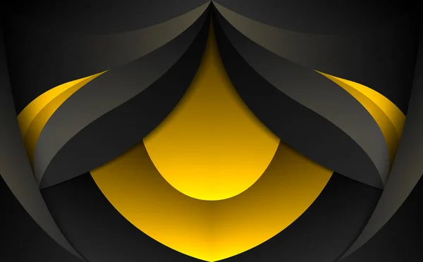 Abstract Zwart Geel Goud Elegante Rondingen Achtergrond — Stockvector