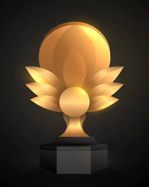 Elegante Goldene Auszeichnung Isoliert Auf Schwarzem Hintergrund — Stockvektor