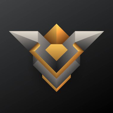 Soyut altın ve gümüş geometrik şekilli oyun madalyası şablonu 