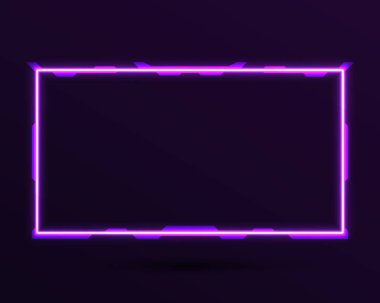 Futuristic purple neon stream overlay screen border frame template