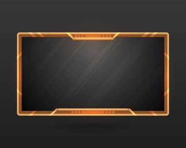 Canlı video yayını ve yayıncılığı için soyut altın oyun üstü gui ekran çerçevesi