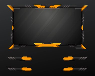Abstract black and yellow border game gui screen for live video stream and broadcast