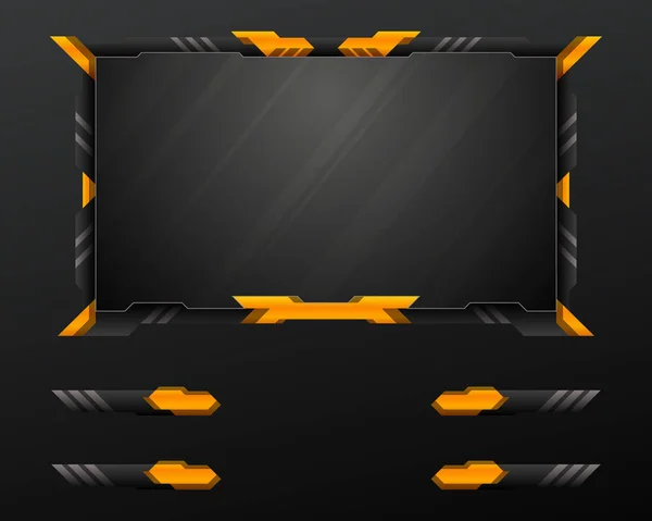 Abstract Black Yellow Border Game Gui Screen Live Video Stream — ストックベクタ