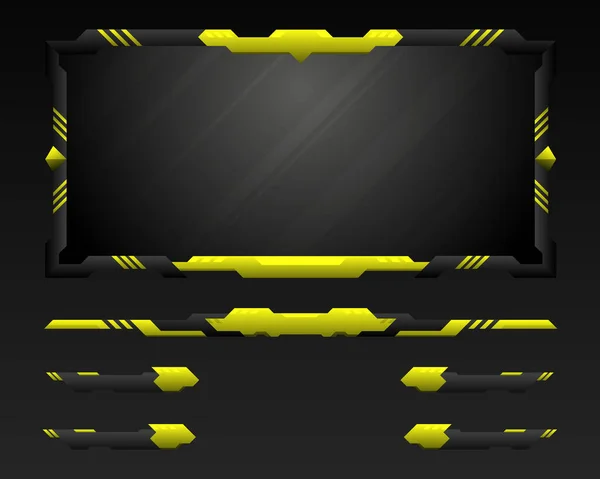 Game Interface Live Stream Overlay Cyber Screen Panel Template Video — ストックベクタ