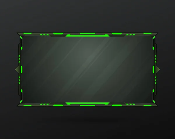 ネオン緑と黒のストリームオーバーレイゲーム画面ビデオ放送のためのGuiパネルテンプレート — ストックベクタ