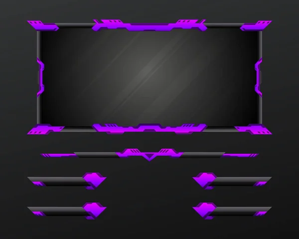 Resumen Púrpura Negro Juego Interfaz Flujo Superposición Webcam Pantalla Panel — Vector de stock