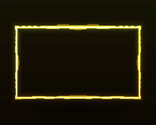 Futuristisch Geel Neon Stream Overlay Spel Gui Scherm Rand Frame — Stockvector