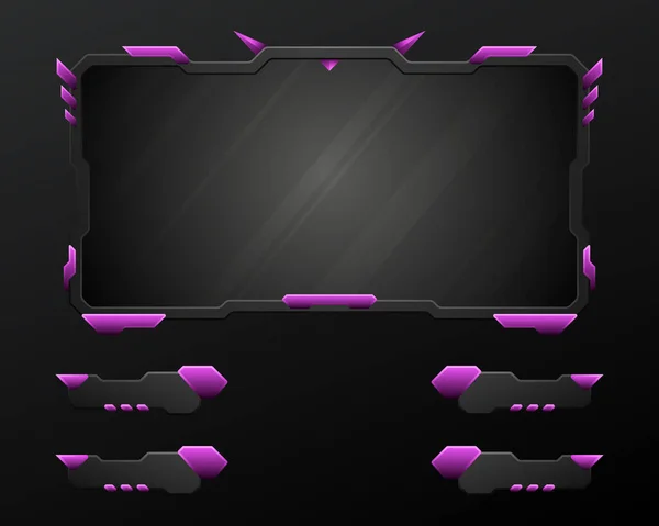 Абстрактная Черно Розовая Граница Игры Накладывается Экранную Панель Прямой Трансляции — стоковый вектор