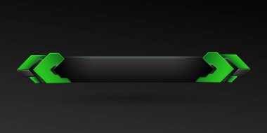 Soyut siyah ve yeşil gui alt üçüncü oyun başlığı pankart çubuğu şablonu