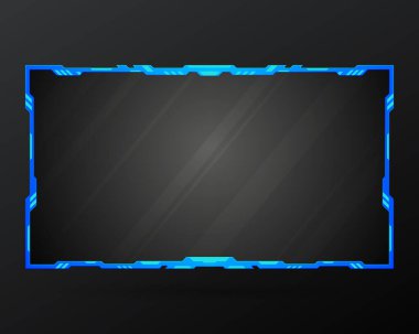 Gelecekçi neon mavi renk sınır canlı yayın Gui facecam panel şablonu