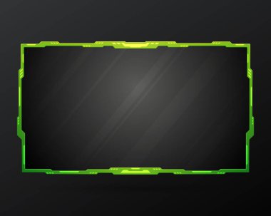 Video yayını için gelecekçi neon yeşil akım oyun gui ekran çerçeve şablonu