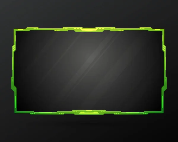 Futuristische Neon Groene Stream Overlay Spel Gui Scherm Paneel Frame — Stockvector
