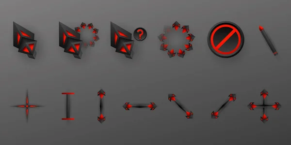 지향적 빨간색 게이밍 마우스커서 아이콘 — 스톡 벡터