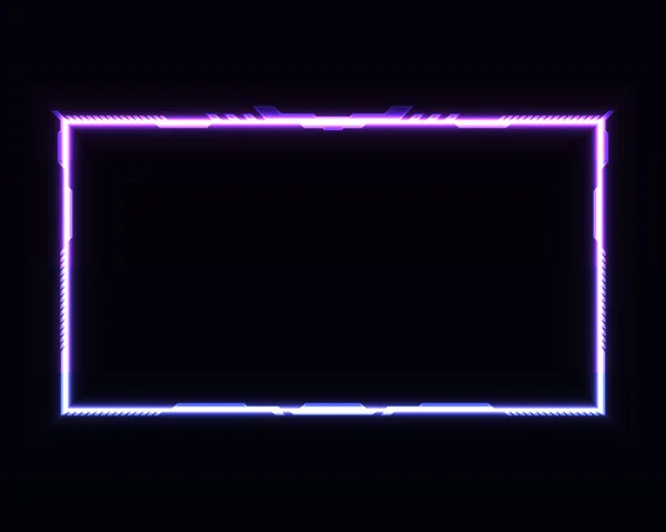 Abstrakte Leuchtende Lila Neon Rand Strom Overlay Gui Bildschirm Frame — Stockvektor