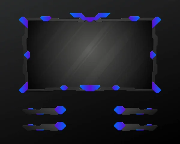 Abstraktes Blaues Und Schwarzes Spiel Overlay Webcam Bildschirm Gui Rahmen — Stockvektor