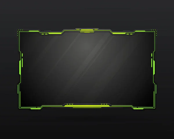 Futuristischer Schwarzer Und Neongrüner Stream Overlay Webcam Screen Gui Panel — Stockvektor
