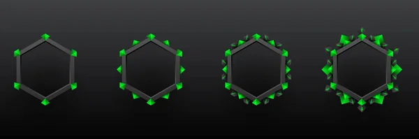 Futuristico Nero Verde Gioco Avatar Banner Gui Cornice Confine Modello — Vettoriale Stock