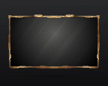 Futuristic golden border live stream webcam overlay screen gui frame template clipart