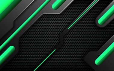 siyah ve yeşil oyun afişi, soyut teknoloji metal ağ koyu arkaplan