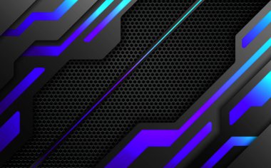 Soyut karanlık oyun afişi, mavi ve mor gradyan sınır teknolojisi arka planı