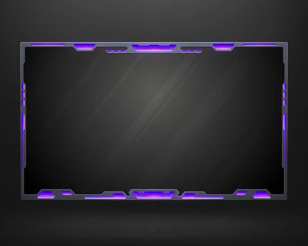 Abstract Metal Purple Glow Effect Live Stream Webcam Overlay Screen — Stock Vector