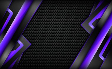 Soyut siyah ve mor oyun afişi, koyu metal ağ arkaplan