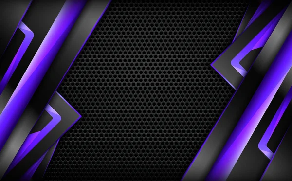 要旨黒と紫のゲームバナー ダークメタルメッシュの背景 — ストックベクタ