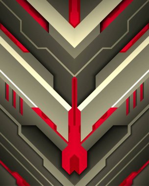 Fütüristik teknoloji yüzey metali ve kırmızı çizgiler soyut arka grup