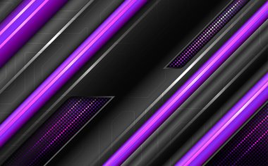 Futuristik Teknoloji Siyah ve Mor Soyut Arkaplan, Metalik Neon Sınır Arkaplanı Oyuncular ve Flamalar için