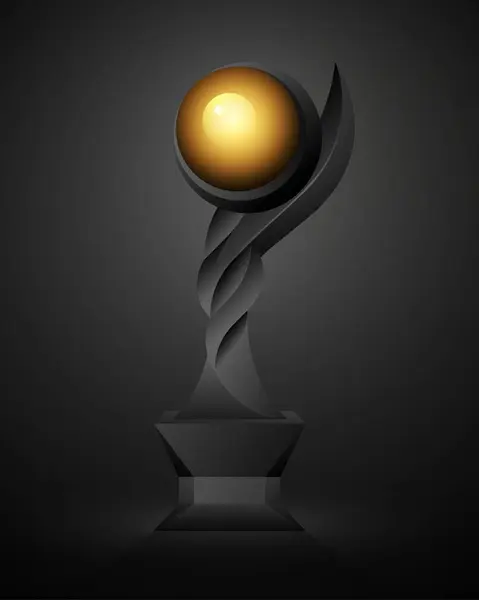 Abstract Geometry Shape Black Gold Award Trophy Black Background — Stock Vector