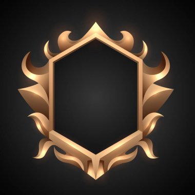 Siyah Arkaplanda Altın Vintage Stili Soyut Altıgen Kenarlık Çerçevesi