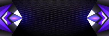 Futuristik Metal ve Neon Mor Sınır Parlaklığı Efekti Oyun Sancak Arayüzü Oyuncular ve Flamalar için Arayüz Arkaplanı