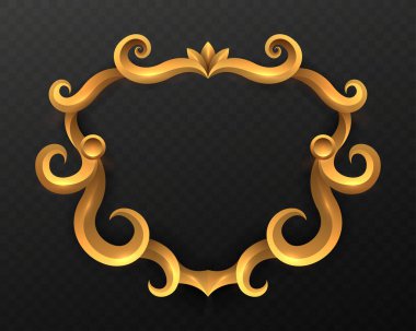 Siyah Arkaplanda Soyut Şekil Altın Fantezi Klasik Çerçevesi