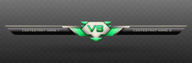 Game Versus Lower Third in Green, Silver and Metallic Black Theme for Esports, Gaming, and Sports Broadcasts clipart