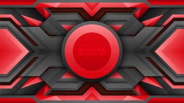 Metalik Siyah ve Kırmızı Oyun Arkaplanı, Esports Stream Overlay, Poster, Banner, Futuristik Teknoloji Tasarımı