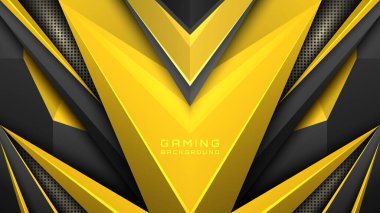 Metalik Siyah ve Sarı Temalı Oyun Arkaplanı, Esports Streaming için Teknoloji Tasarımı, Oyun Arayüzü, Akış Kaplaması