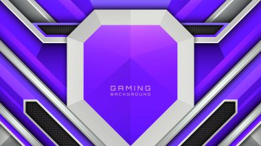 Mor ve Gümüş Tema Oyun Arkaplanı, Futuristik Teknoloji Tasarımı, Esports Streaming Layout, Game Interface, Stream Overlay Şablonu