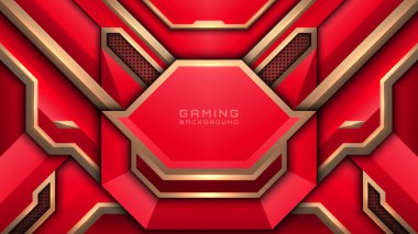 Kırmızı ve Kahverengi Futuristik Oyun Arkaplanı, Esports Streaming Overlay, Teknik Arayüz Düzeni, Flamalar için Oyun Ekran Şablonu