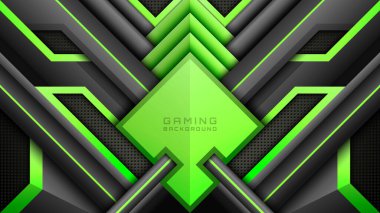 Siyah ve Neon Yeşili Soyut Oyun Arkaplanı, Esports Overlay, Futuristik Teknoloji Arayüzü, Oyuncular ve Parlatıcılar için Canlı Yayın Ekran Şablonu