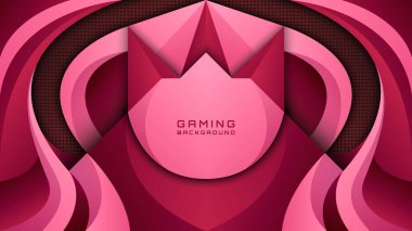 Maroon ve Pembeli Soyut Oyun Arkaplanı, Esports Overlay, Oyuncular ve flamalar için Canlı Yayın Ekran Şablonu