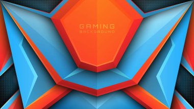 Oyun, Futuristik Esports Arkaplanı, Dinamik Akımlı Ekran Tasarımı Şablonu için Soyut Mavi ve Turuncu Arkaplan
