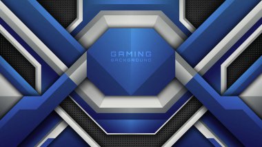 Futuristik Donanma Mavi ve Gümüş Oyun Arkaplanı, Esports Arka Arkaplan, Oyuncular İçin Akış Sancağı